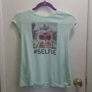 Cute mint green selfie cat shirt